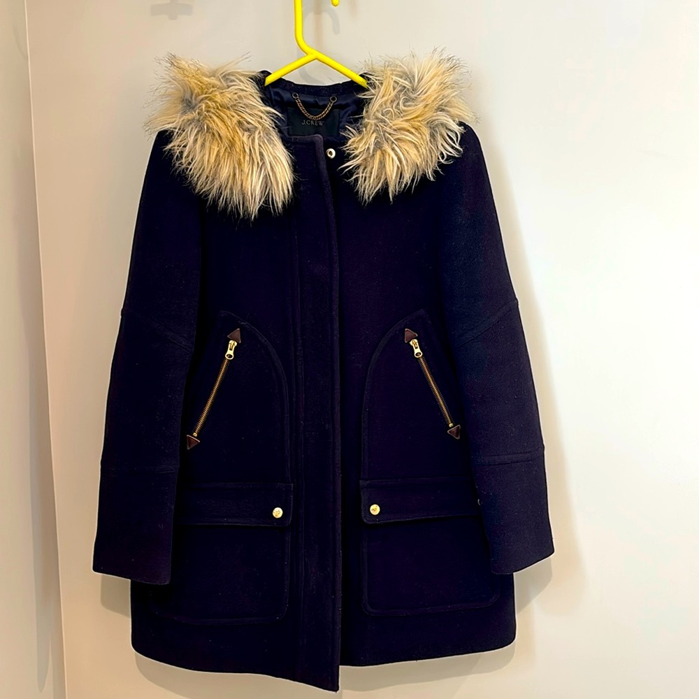 J. Crew women’s chateau parka in stadium-cloth; navy; size 10